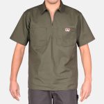 Short Sleeve Solid 1/2 Zip Shirt - Olive Drab