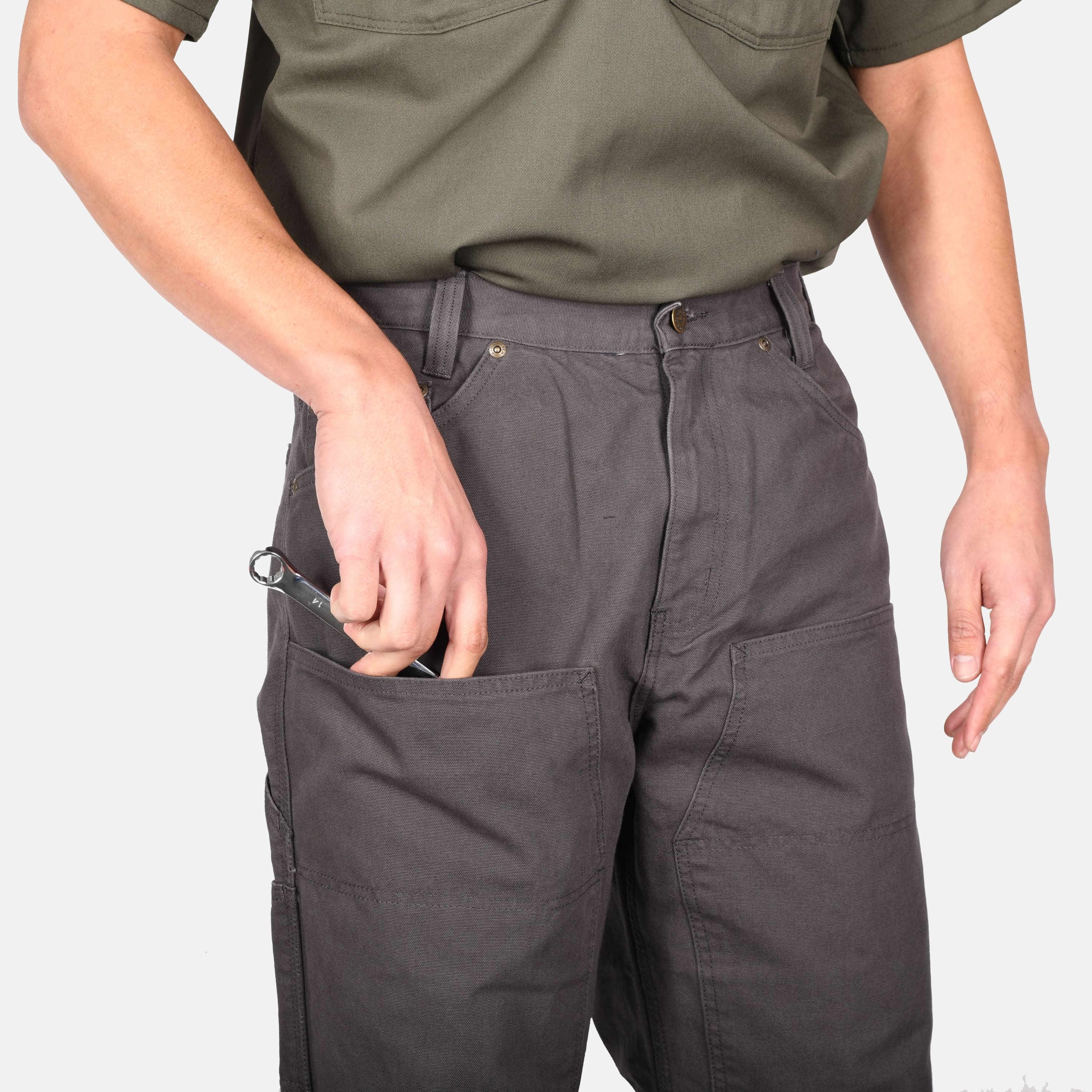 Canvas Double Knee Carpenter Pants - Olive