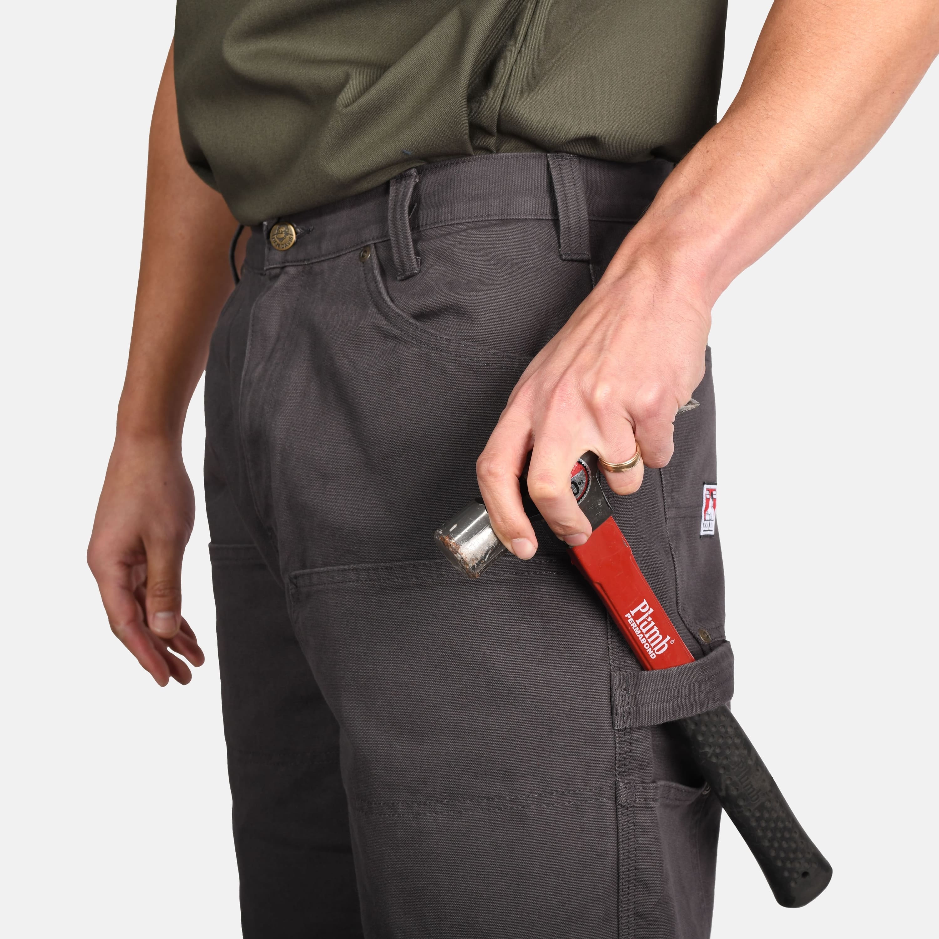 Canvas Double Knee Carpenter Pants - Olive